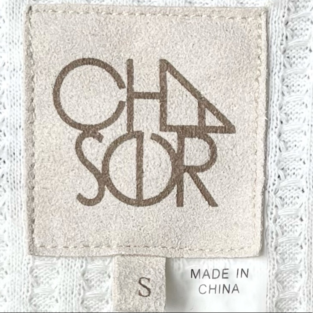 Chaser Long Sleeve Waffle Knit Top Small Cream - Picture 6 of 11
